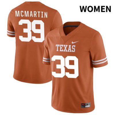 Texas Longhorns Women's #39 Hamilton McMartin Authentic Orange NIL 2022 College Football Jersey VVS20P5H